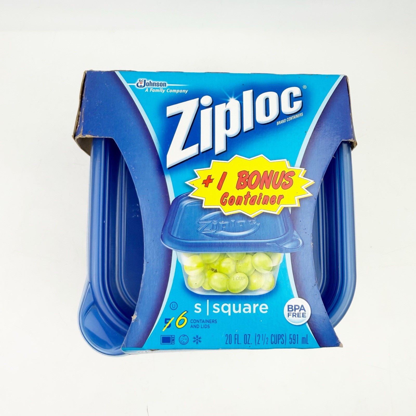 NEW Ziploc Snap ‘n Seal Small Square Containers 20 oz 6 Containers Lids 2.5 C
