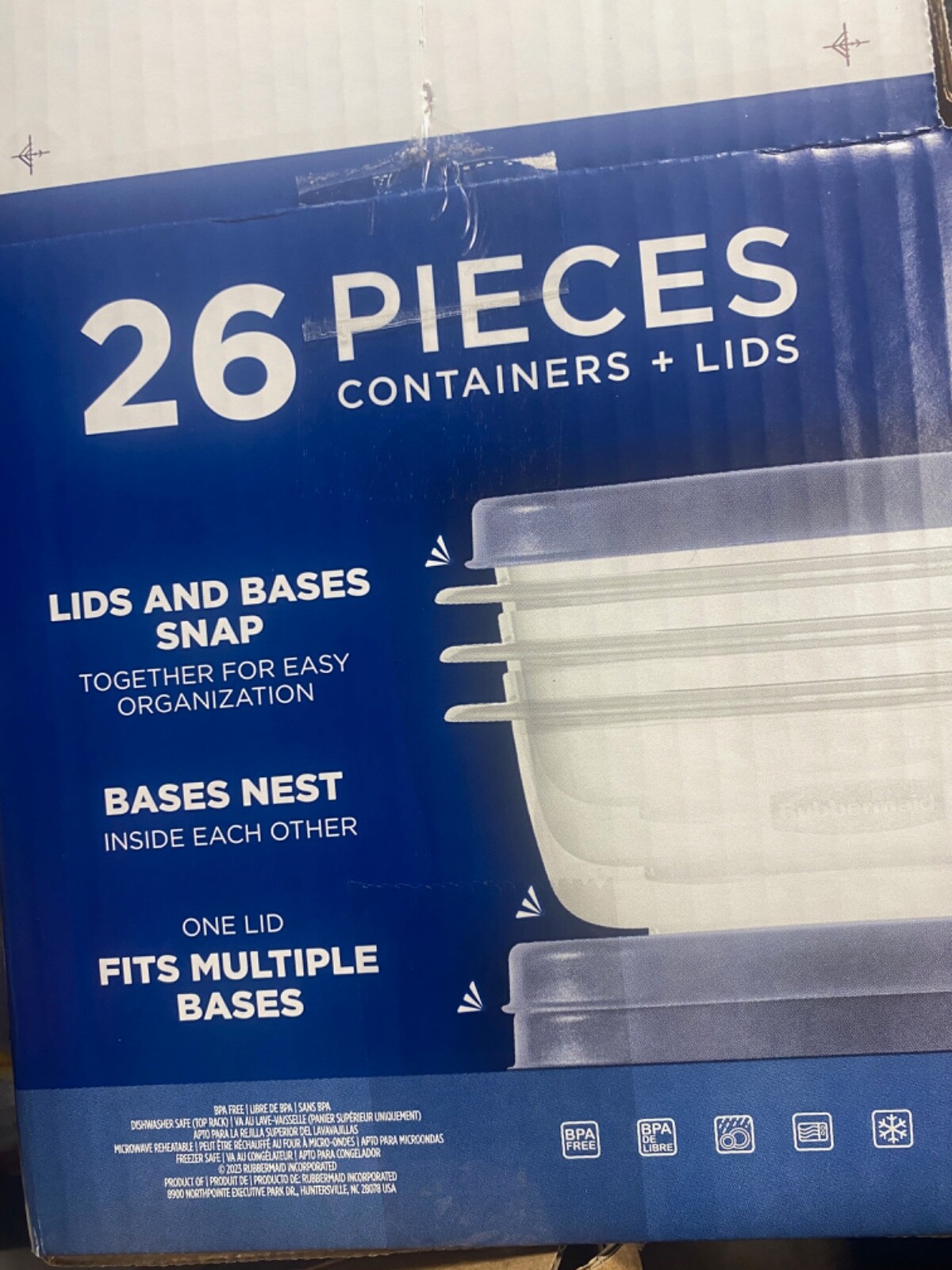 RUBBERMAID Food Storage Container Set w/EASY FIND LIDS 26-PC, S.E BLUE , Vented