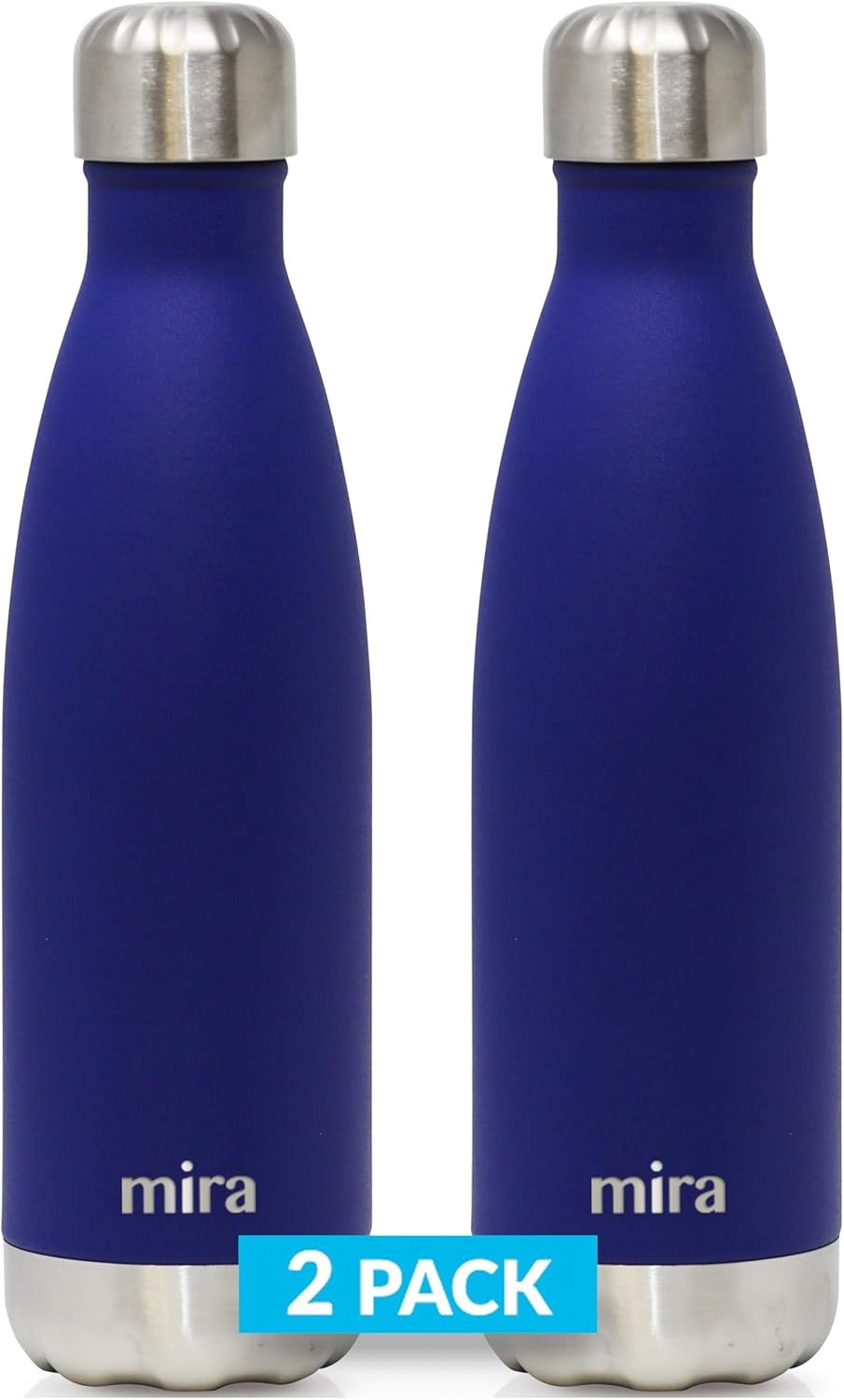 MIRA 17oz Insulated Water Bottle 2PK Stainless Steel Thermos Blue