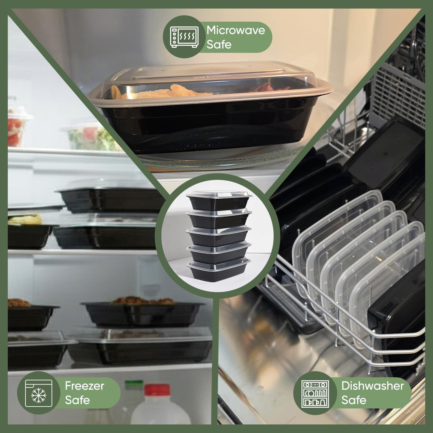 16 Oz Meal Prep Containers, 50 Pack, BPA Free, Leakproof, Stackable, Clear