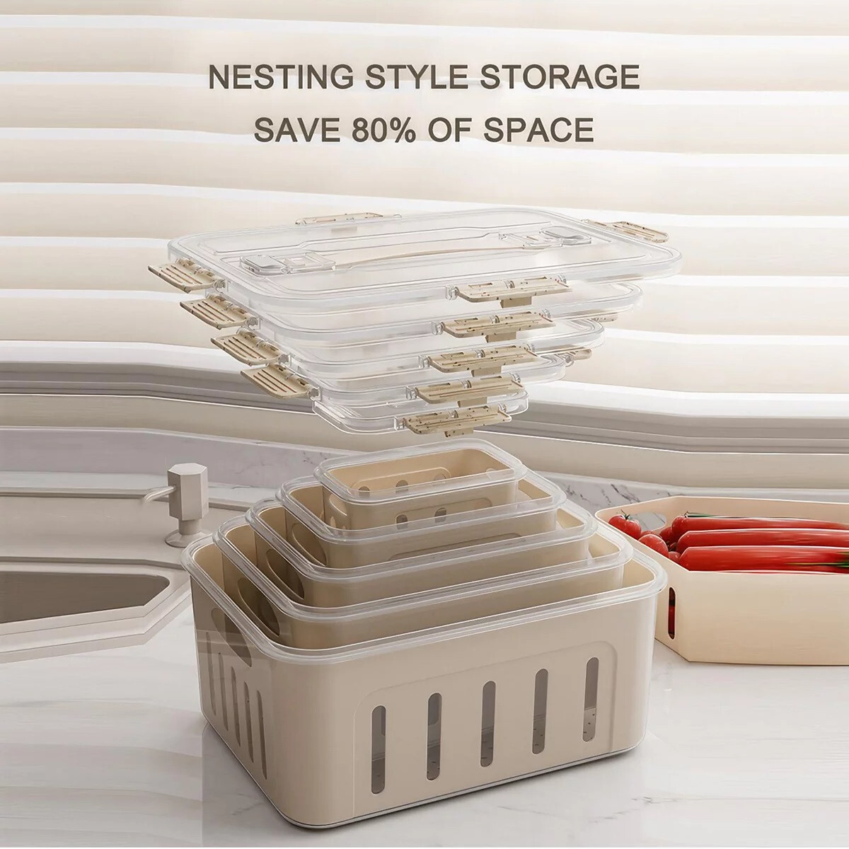 5 PCS Mega Size Food Storage Container Set BPA Free Stackable Kitchen GREEN