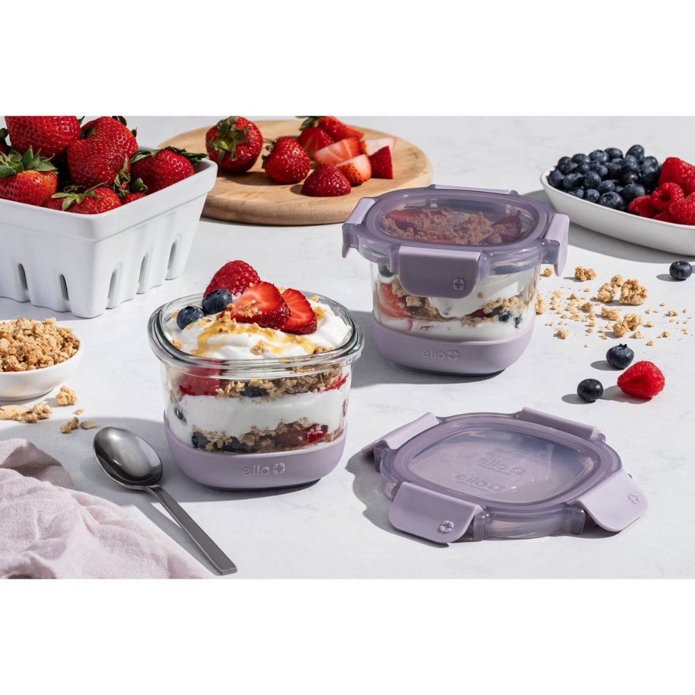 Ello 4pc 2c Glass Refresh Round Food Storage Container Set