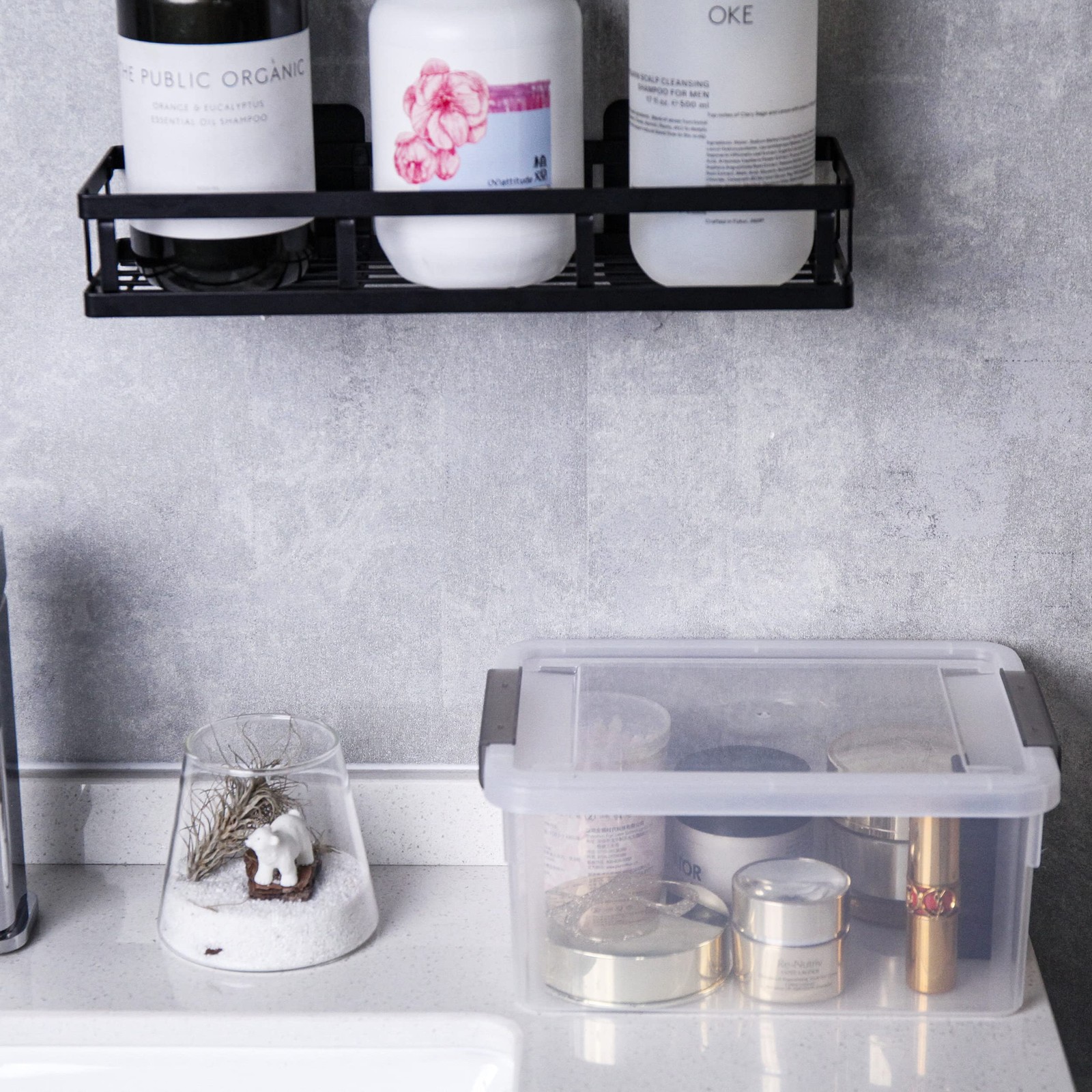 4~Pack Small Clear Storage Bins with Lids, 3.2 QT Stackable Containers
