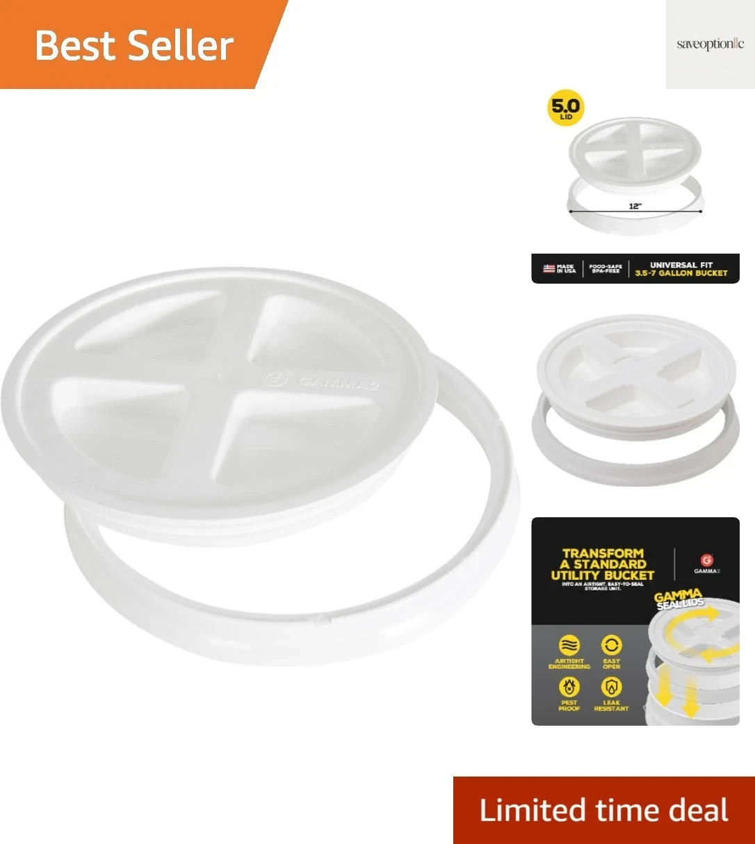 Airtight Gamma Seal Lid – BPA-Free for Safe Pet Food Storage, Set of 2