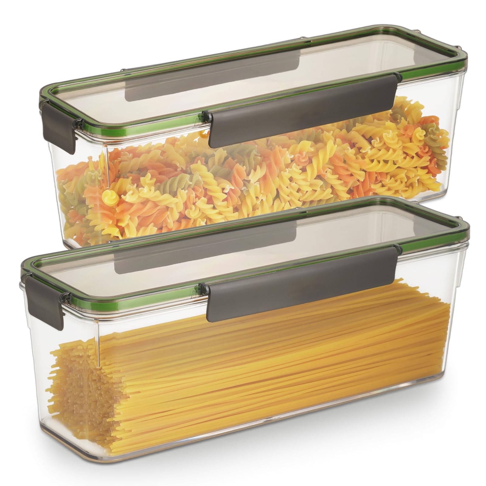 2 Pack Spaghetti Pasta Storage Container – 72oz Clear Plastic Noodle Holder w…