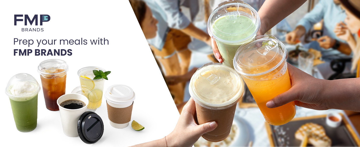 100 Pack 32 oz Clear Plastic Cups with Strawless Sip Lids, Disposable Plastic