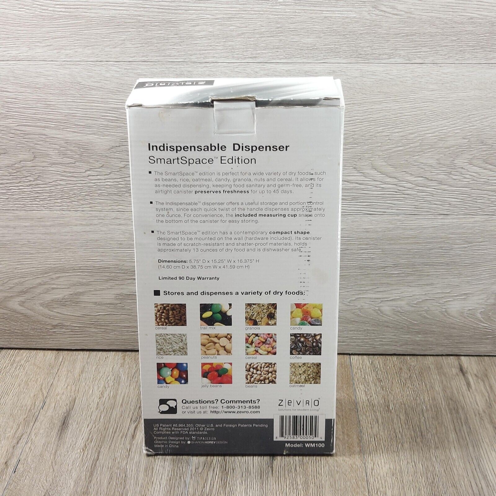 Zevro SmartSpace Wall Mount Single Dry-Food Canister Dispenser w/Measuring Cup
