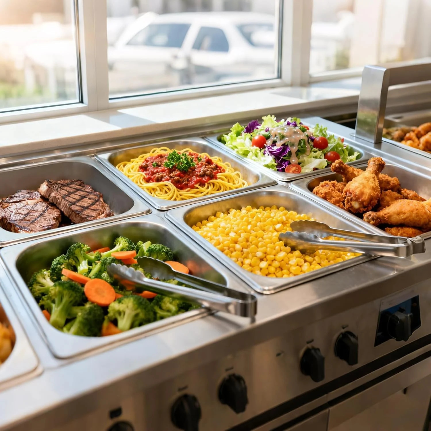 4 Pack 1/2 Half Size Hotel Pans 4 Inch Deep with Lids, Stainless Steel Steam Tab