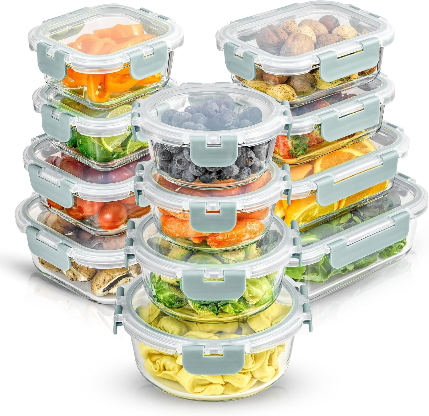 Versatile 24-Piece Glass Storage Containers – BPA-Free & Airtight Lids Included