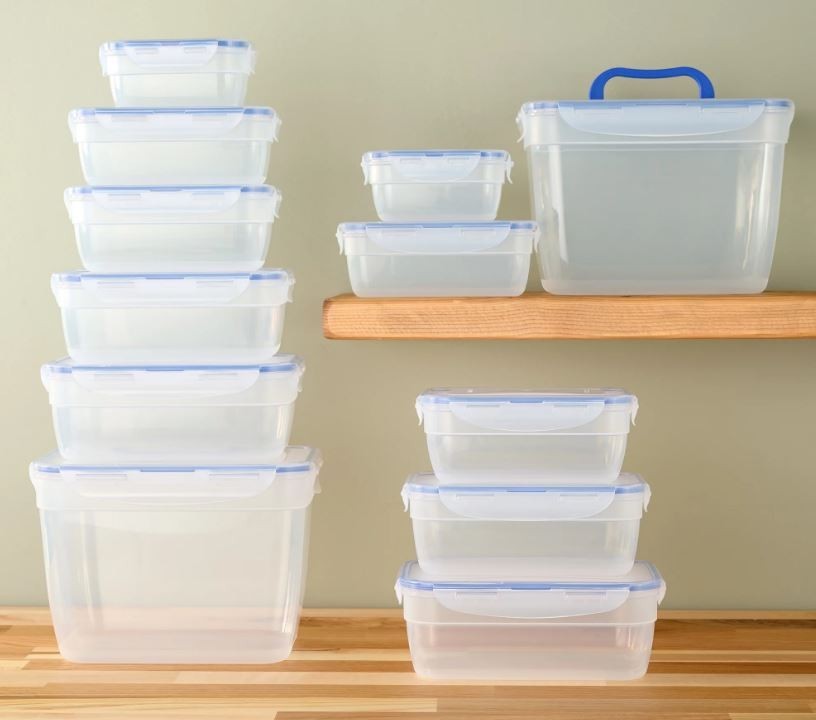 LocknLock 12-Pc Nestable Rectangle Food Storage Set,2 Handle Lids K313878 Clear