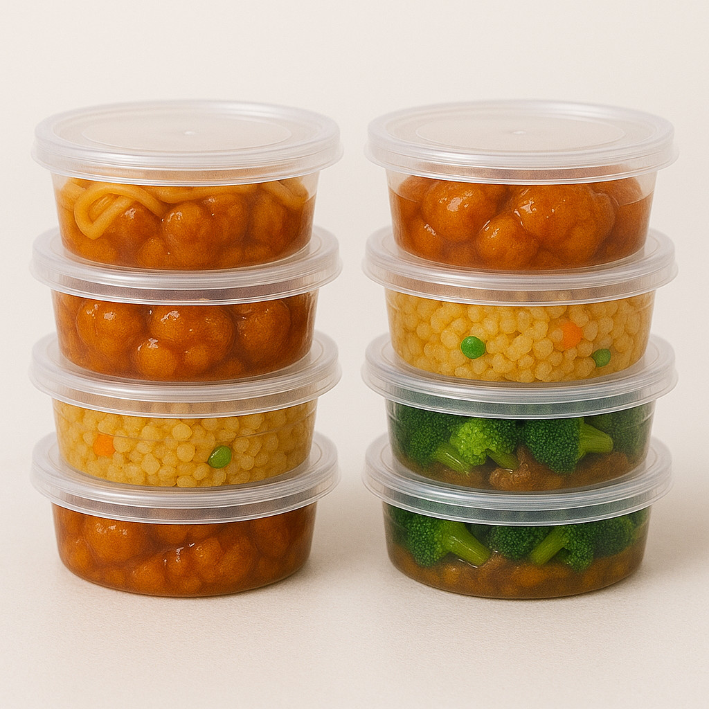 8oz Heavy Duty Round Plastic Food Takeout Containers with Lids 24 sets