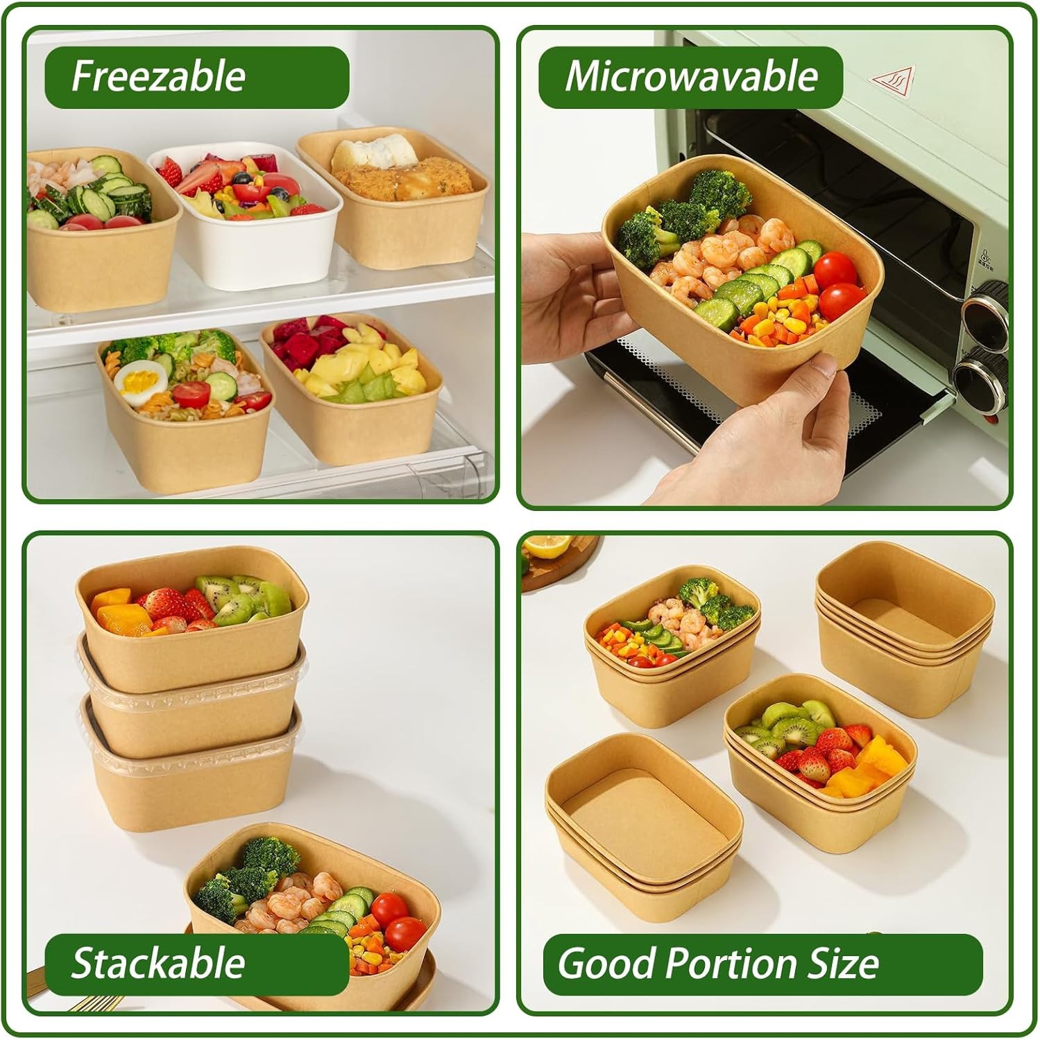 50-Pack 29oz Disposable Kraft Paper Bowls with Lids & Forks Meal Prep Container