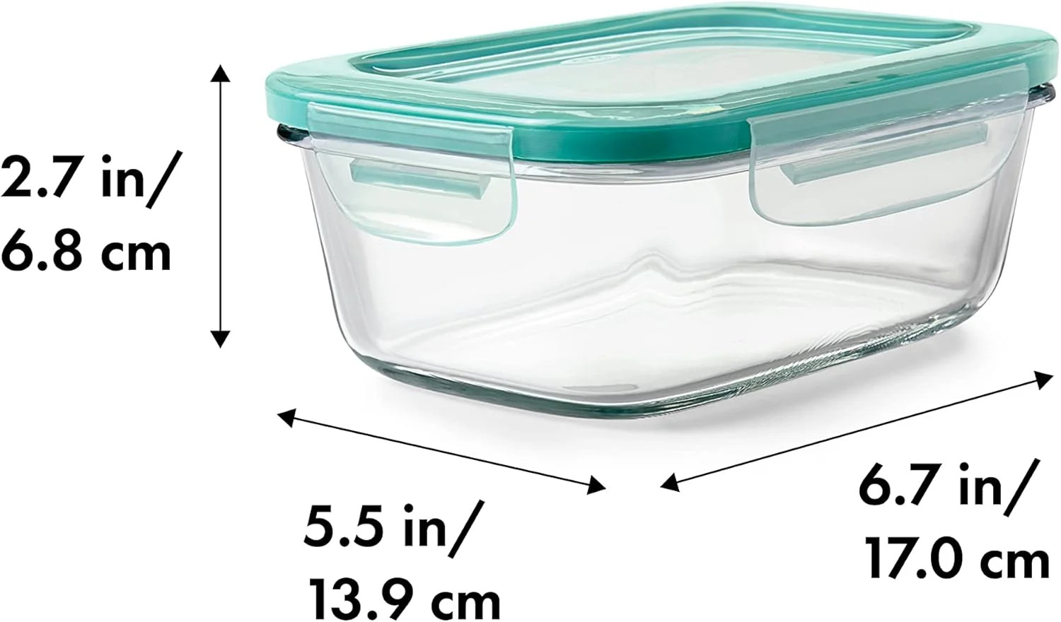 OXO Good Grips 3.5 Cup Smart Seal Airtight Glass Rectangle Food Storage Containe