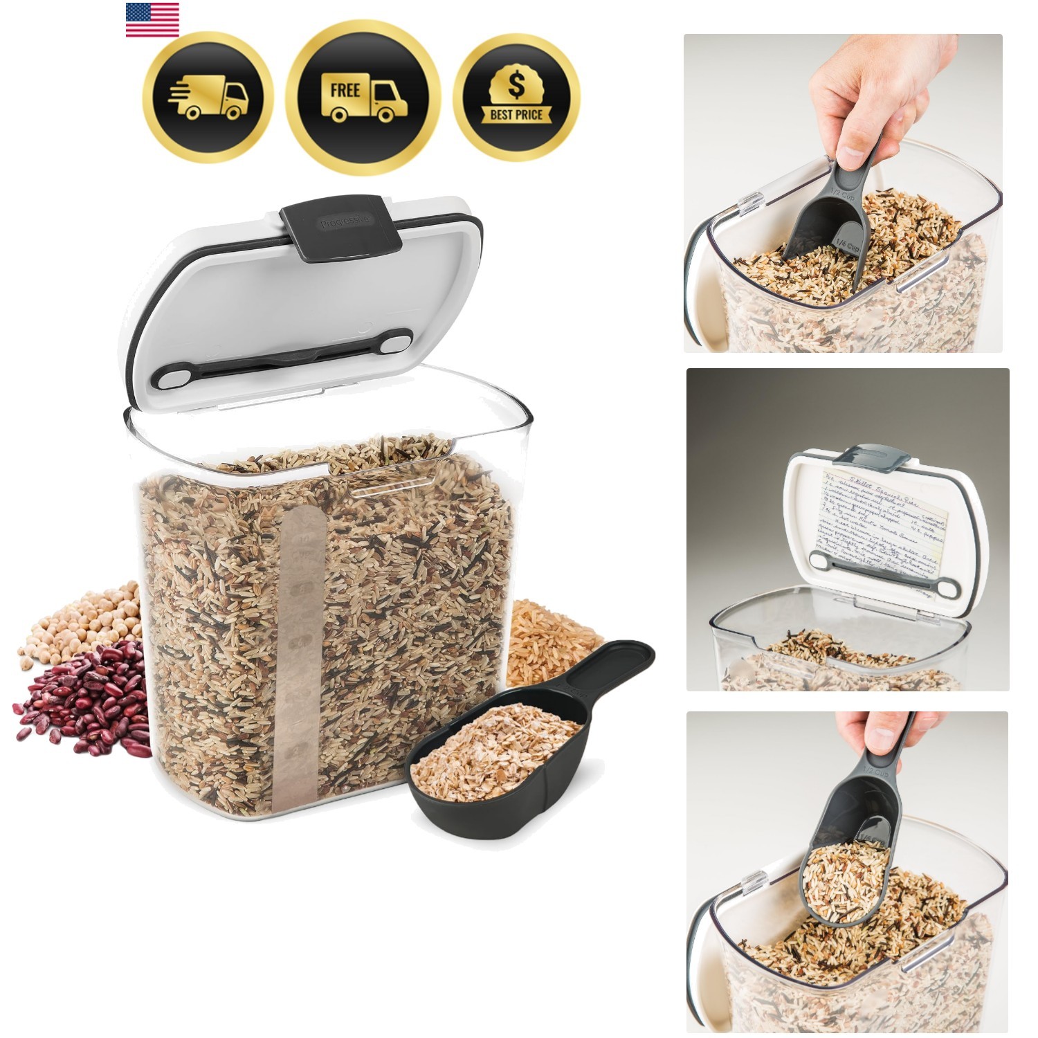 2.5-Quart Grain Storage Container with Hinged Lid, Clear – BPA-Free, Airtight…