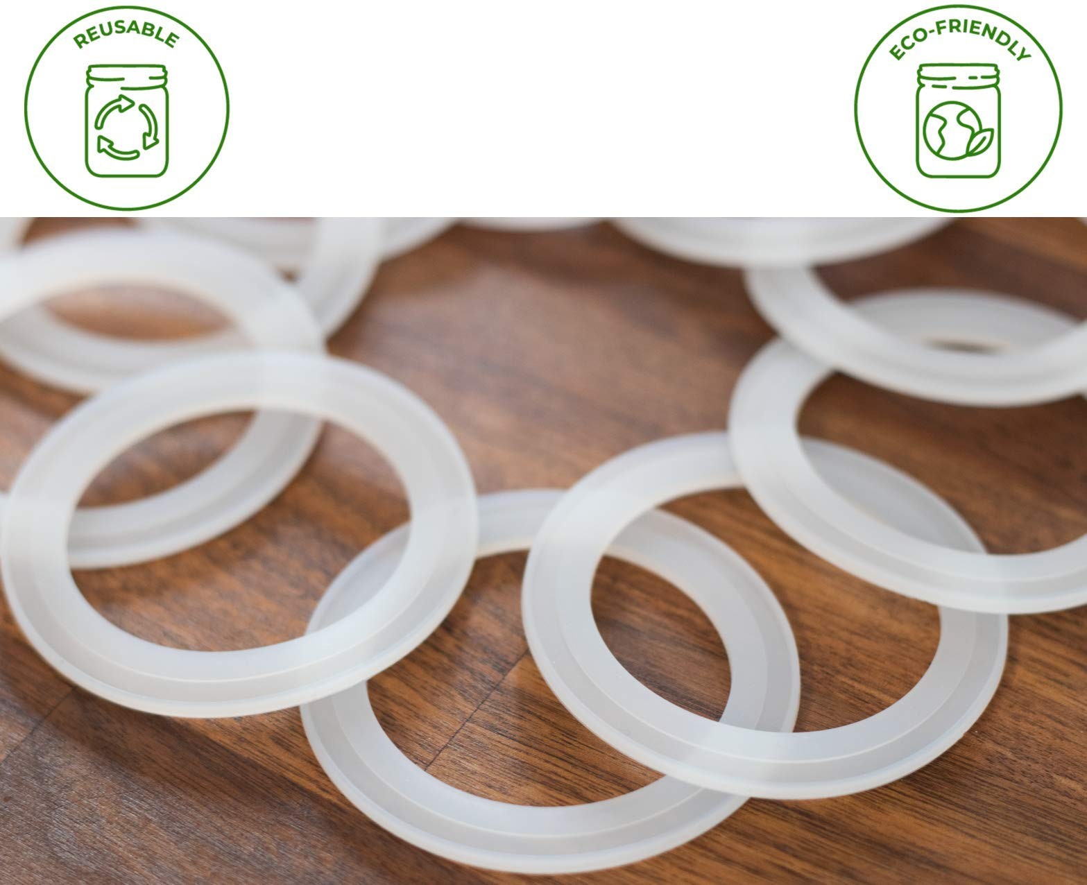 Platinum Silicone Sealing Gaskets for Leak Proof Mason Jar Lids | 10 Pcs Reus…