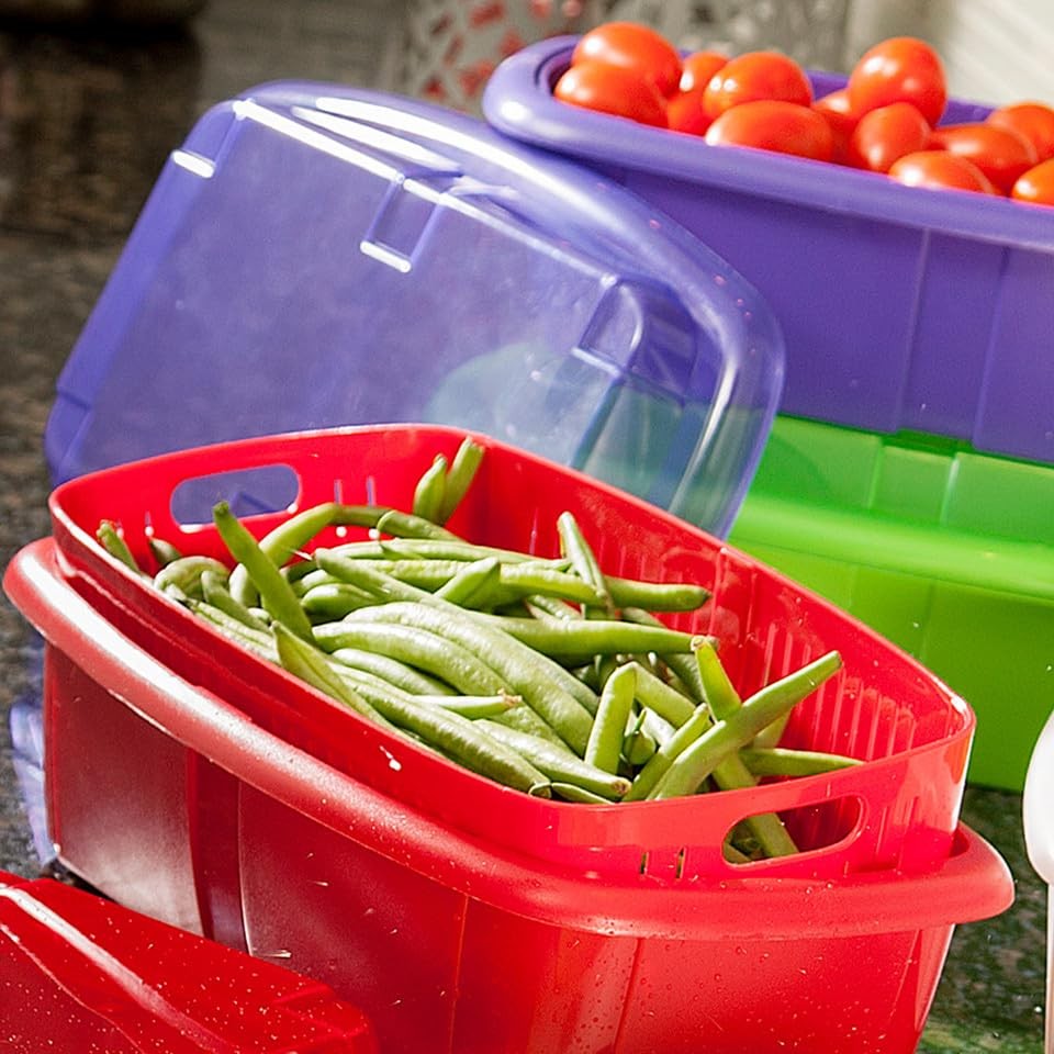 Hutzler 3-in-1 Fruit Saver Basket, Colander and Container, 2 Quarts, Apricot