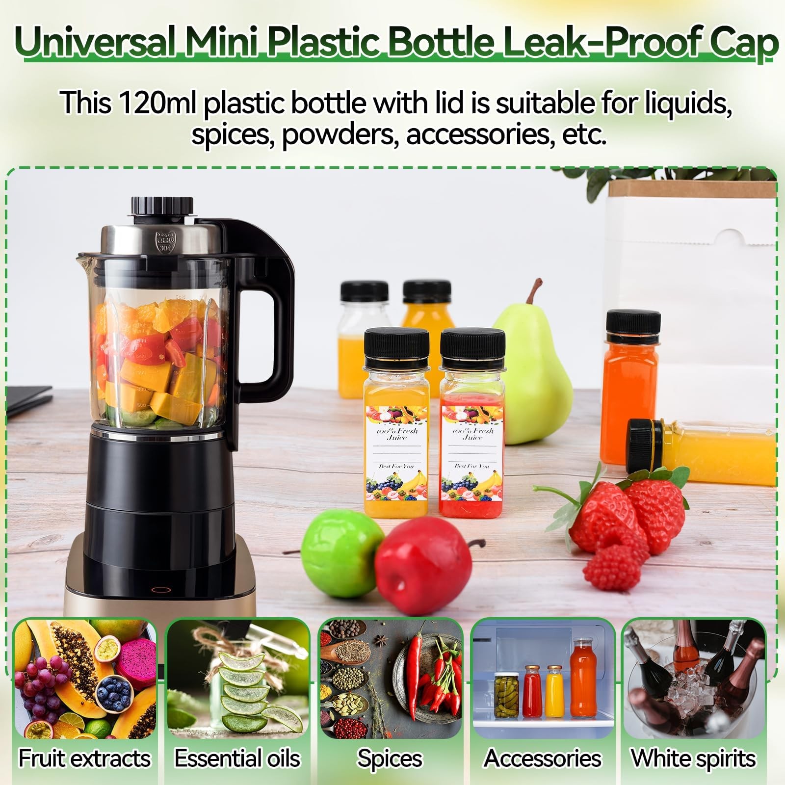 6pcs 2oz Shot Bottles with Caps, Empty Juice for Juicing,