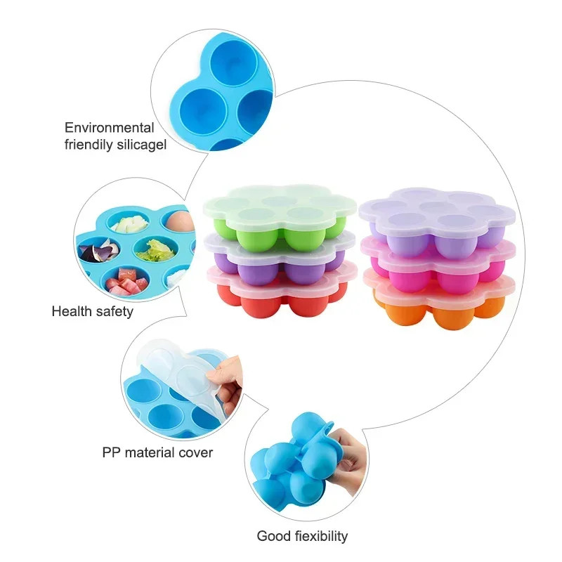 Silicone Baby Food Freezer Tray Reusable Storage Box Snack Mold Baking Pan 1PC