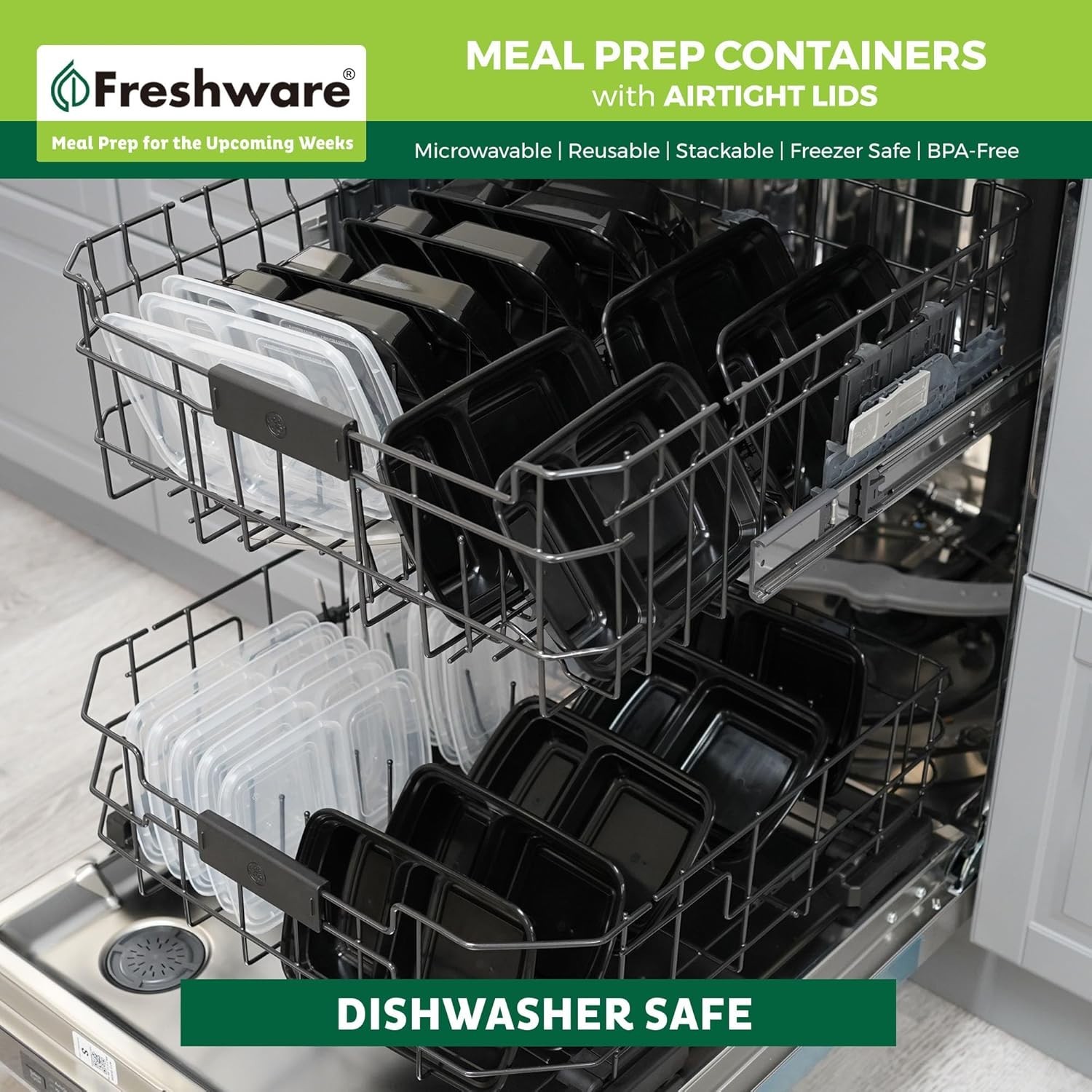 Versatile Meal Prep Containers [15 Pack] – 2 Compartment Bento Boxes, 28 oz