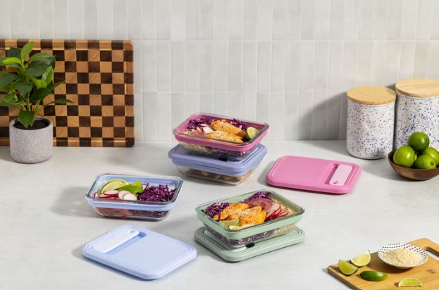 8 Piece Glass Meal Prep Food Storage Container Set with Locking Lids