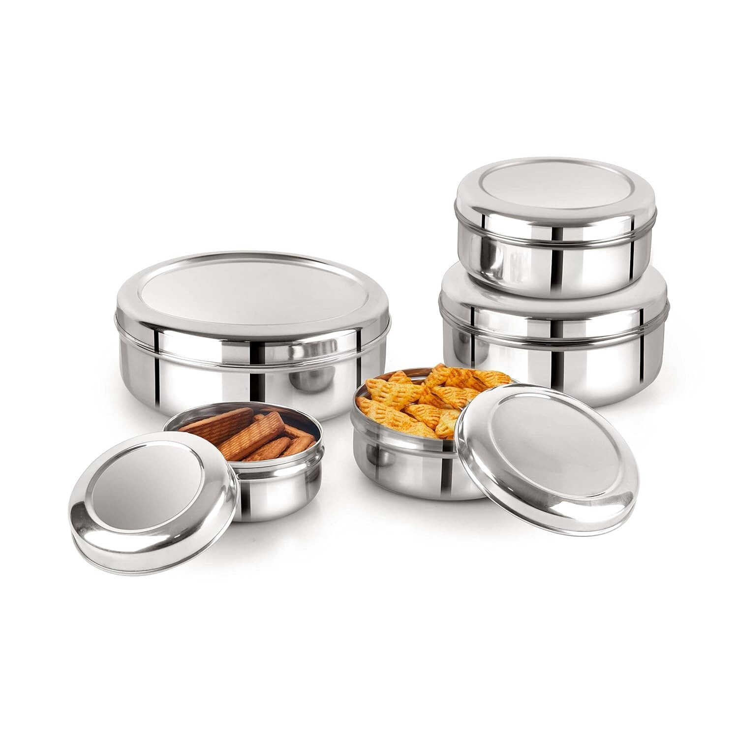 Cello Stainless Steel Canisters Dabba/Food Storage Containers Set of 5 Pcs.