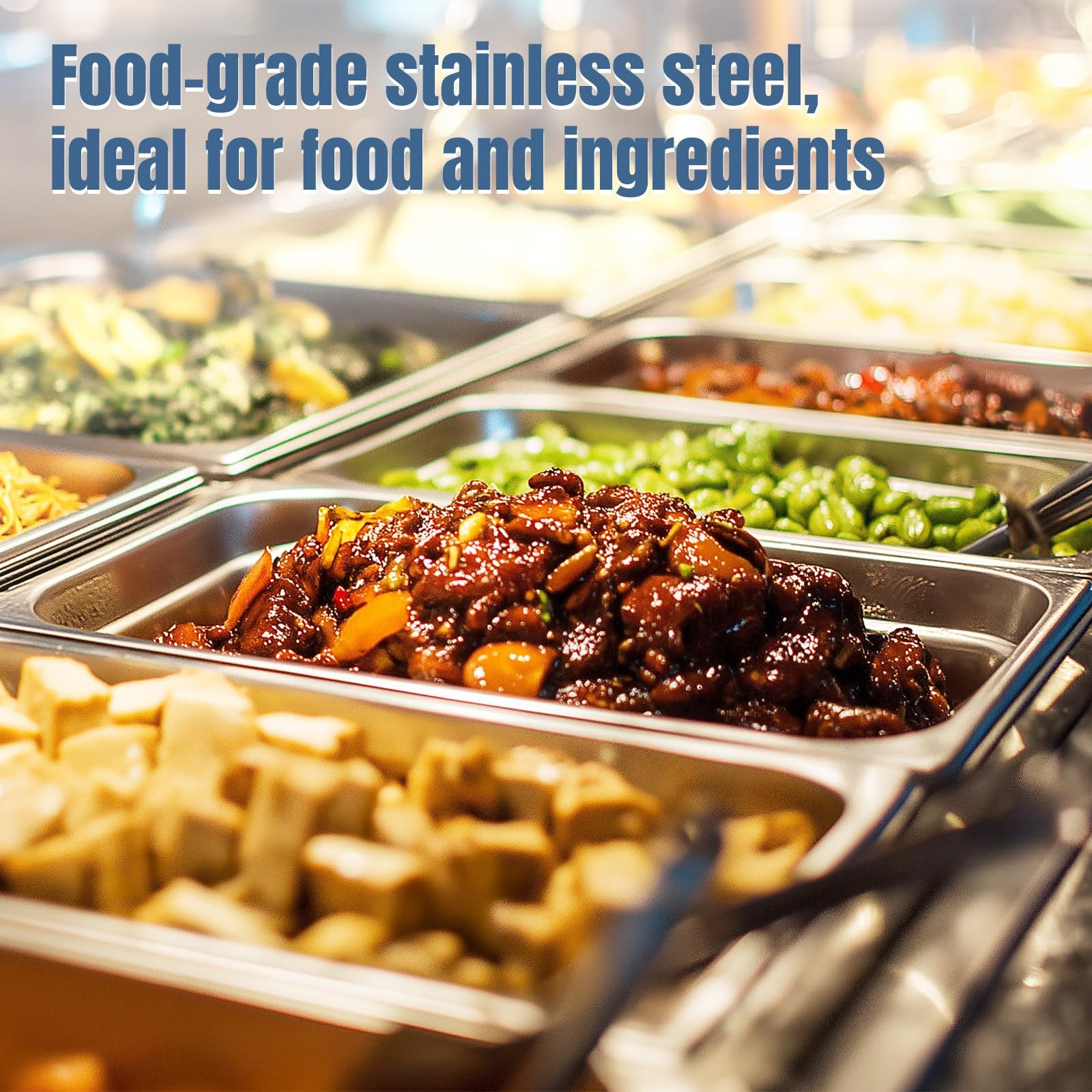 6 Pack 1/2 Size Steam Table Pan Set,2.5″ Deep Hotel Pans, Half Size Anti Jam …