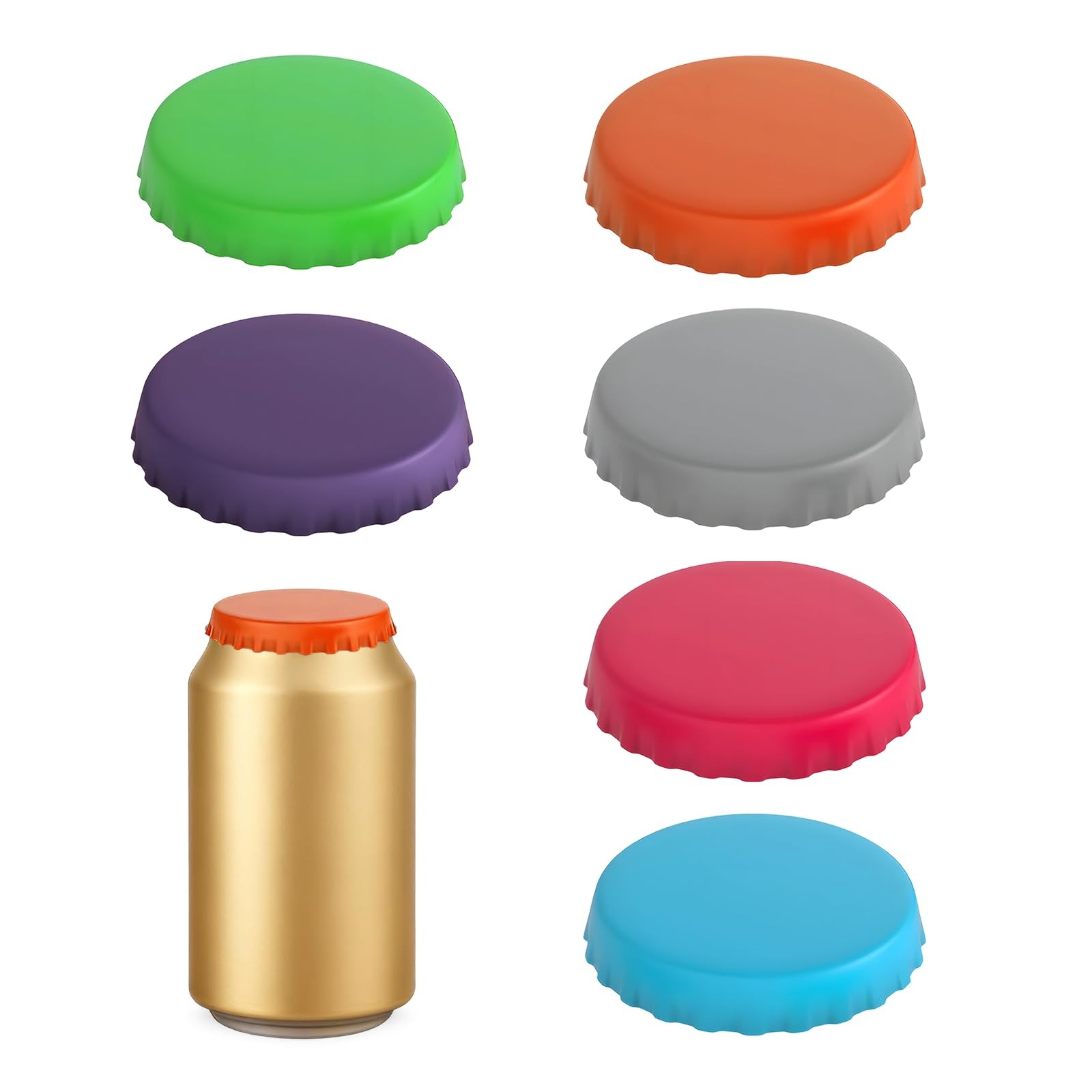 Silicone Soda Can Lids 6 Pack Reusable Covers For Beer Beverage Dustproof Spill