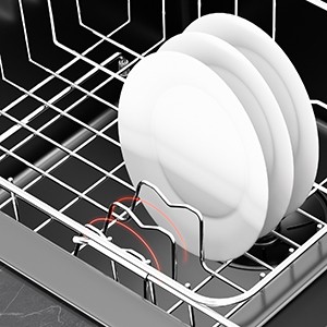 Dish Drainer Rack in Sink Adjustable, Expandable 304 Stainless Steel Metal Dish