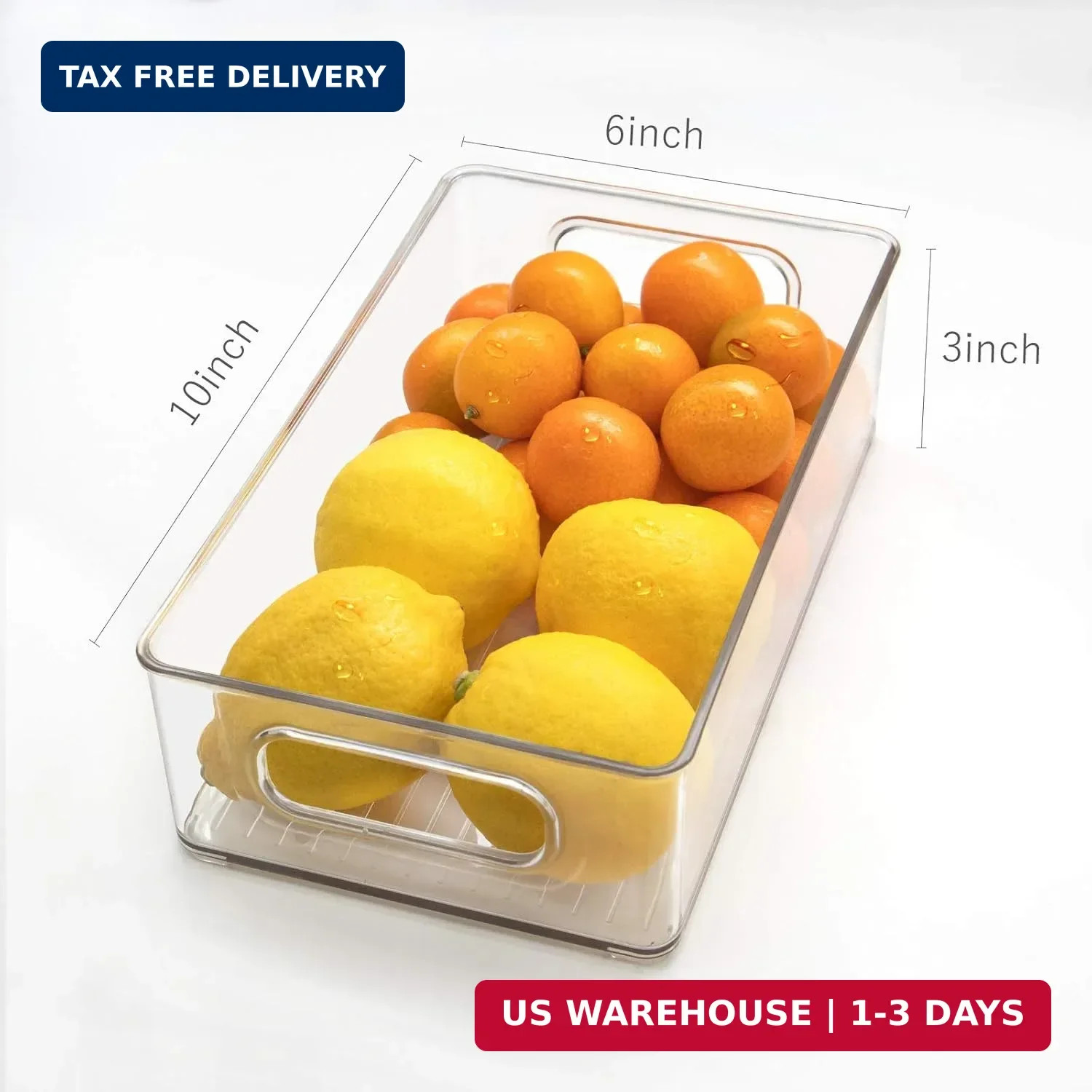 Stackable Refrigerator Organizer Bins, 6 Pack Clear Kitchen Organizer Container
