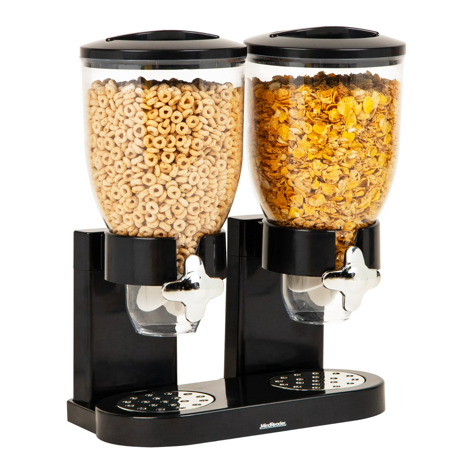 2×3.5L Airtight Container Rotating Double Cereal Dispenser for Countertop, Black