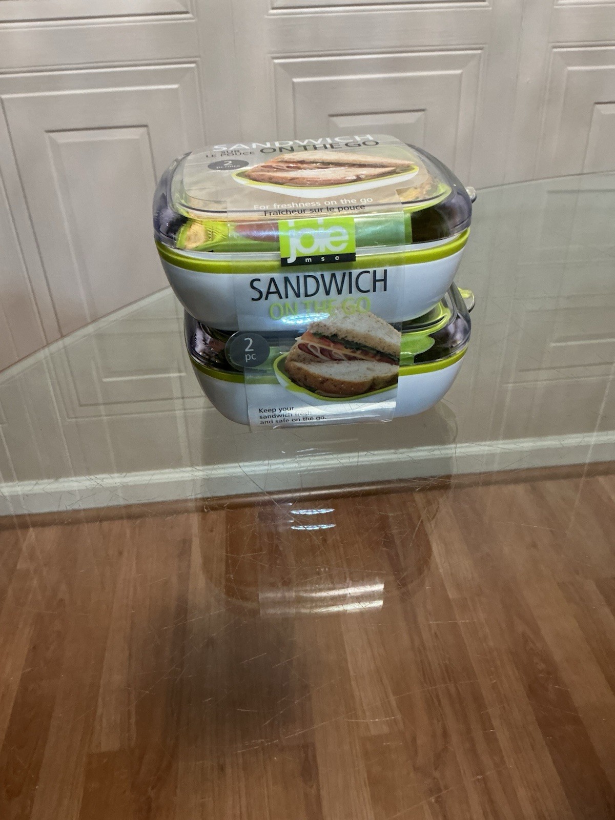 Set 2 Joie MSC Sandwich And Snack On The Go Container Clear White Lime Green