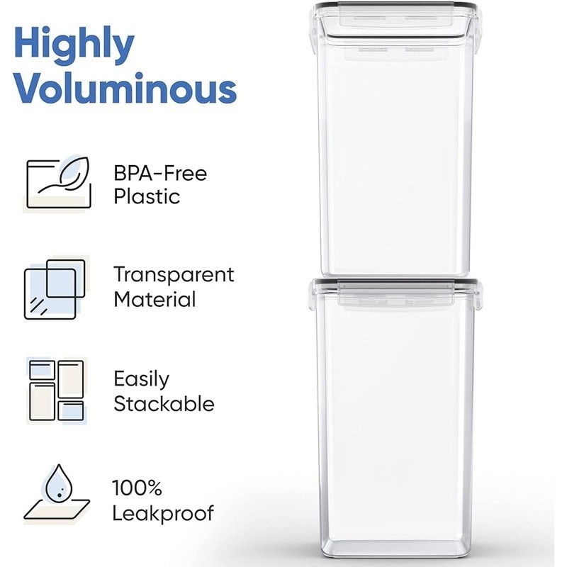 Extra Large Food Storage Containers 2 Pack Airtight Canisters Kitchen Organizers