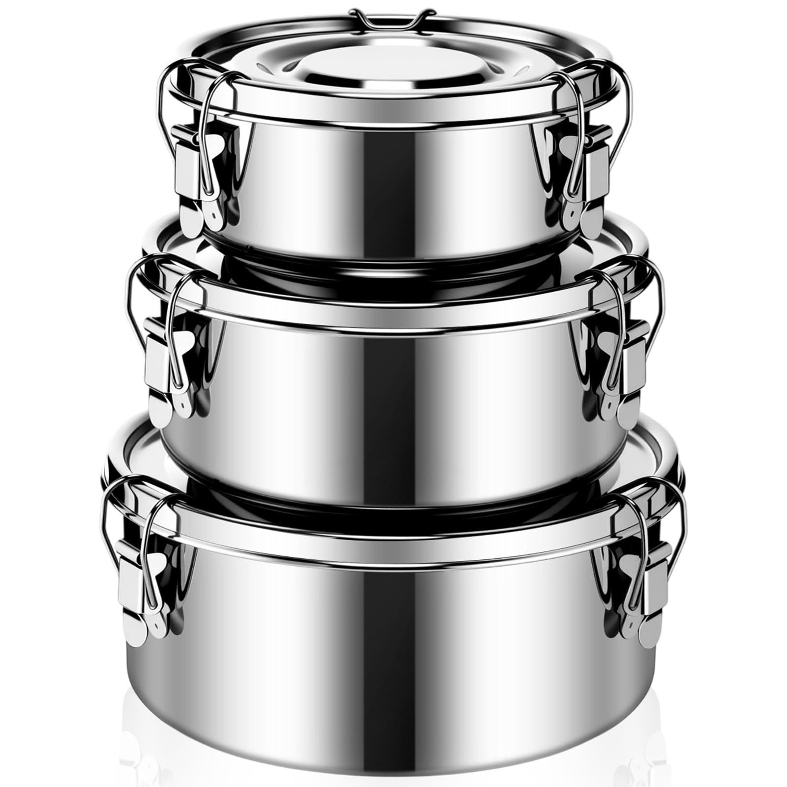Skybooly 3 Pcs Small Stainless Steel Bento Box Reusable 304 Stainless Steel Food