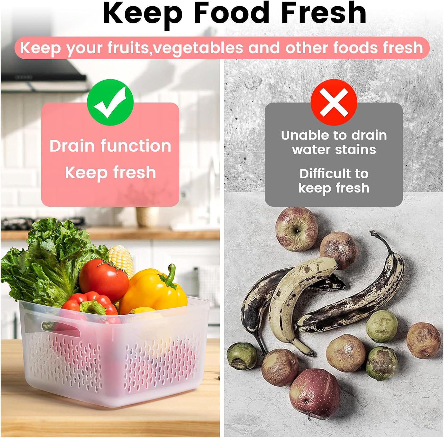 6-Piece Fruit Storage Containers for Fridge with Lids — Bpa-Free Produce & Salad