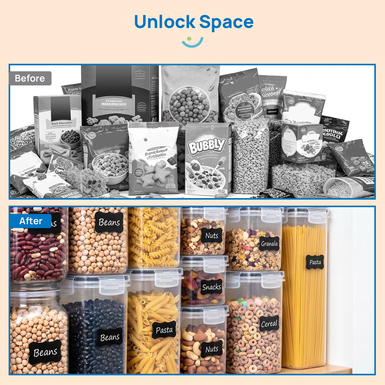 Airtight Food Storage Containers Set, Bpa-Free 7Pcs Plastic Kitchen and Pantry