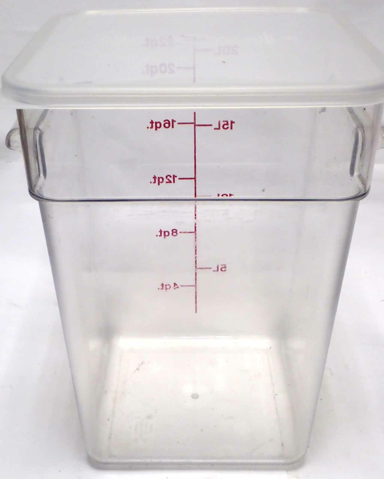 CAMBRO 22SFSCW CAMWEAR CAMSQUARE 22qt FOOD STORAGE CONTAINER w/ SEAL COVER CLEAR