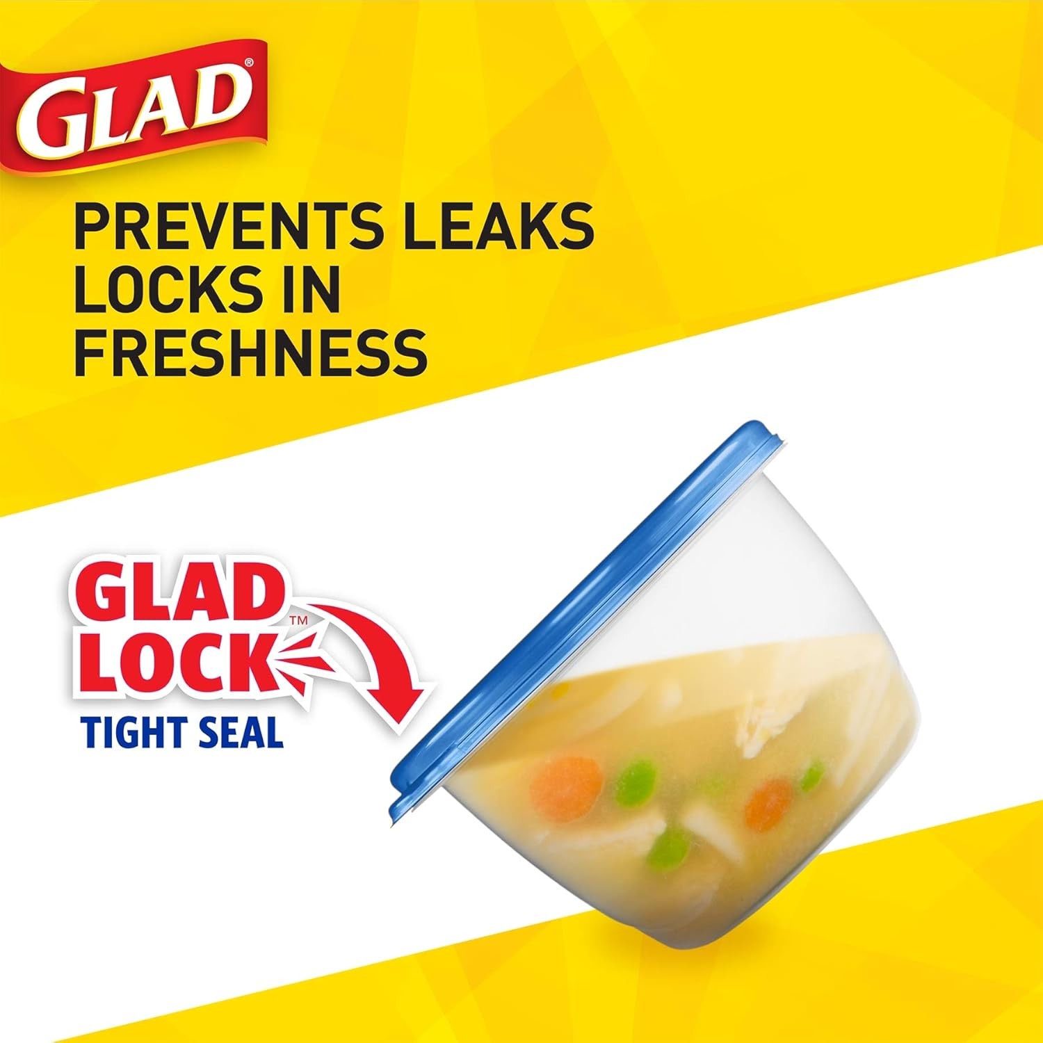 Glad GladWare Medium Rectangle Food Storage Containers with Lids, Airtight Leak-