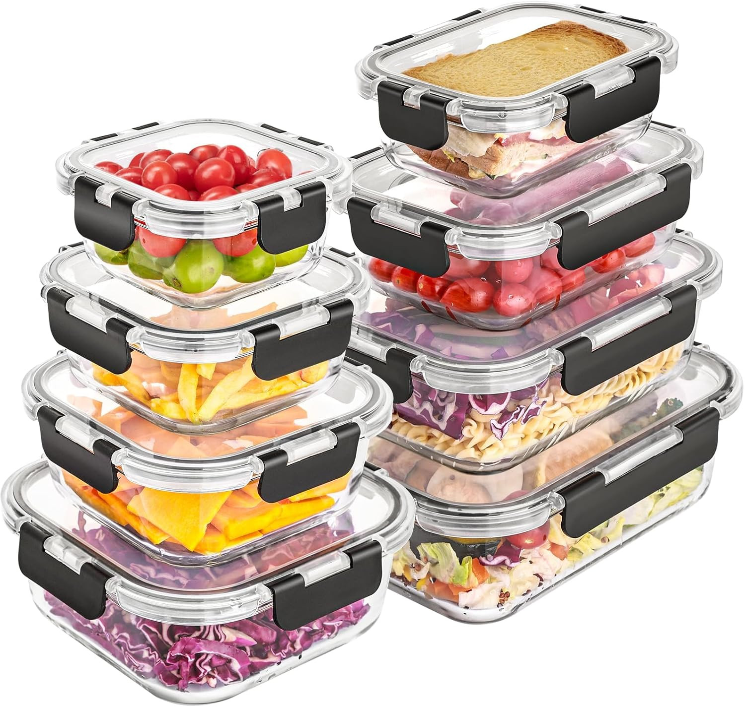 8 Pack Glass Food Storage Containers With Lids Meal Prep Containers Airtight NEW