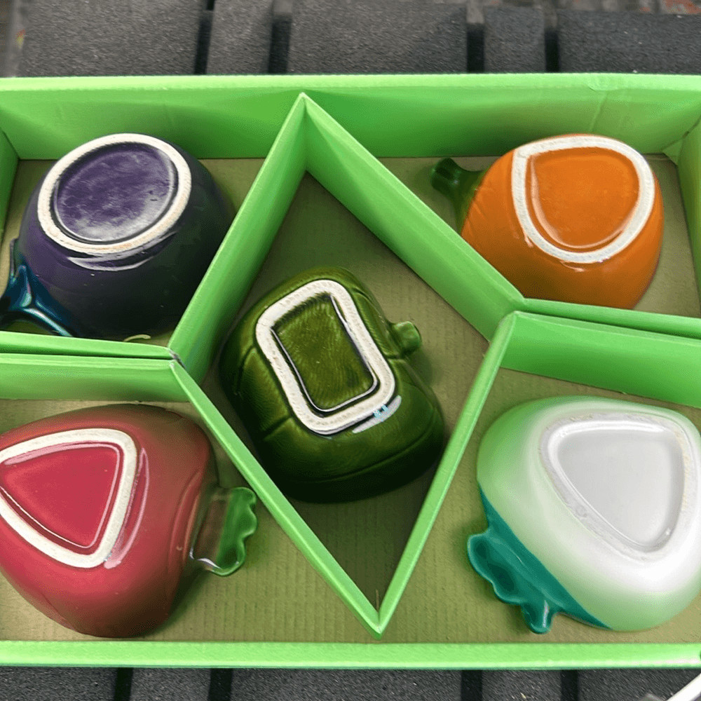 Bowl set 3” veggies sushi Dipping Dishes ceramic multi color 5pc