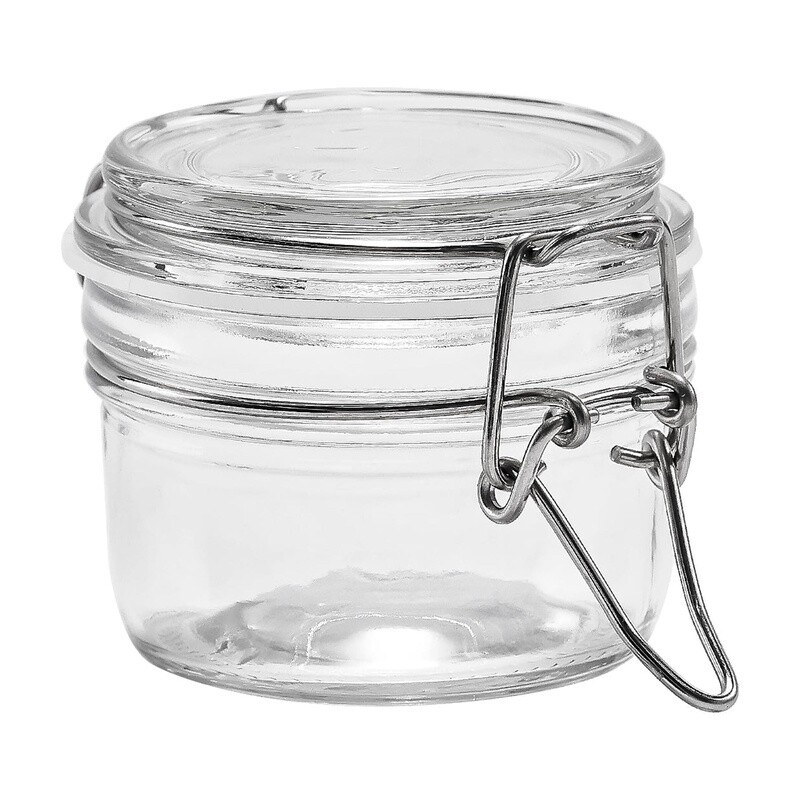 NEW Airtight Clear Glass Food Storage Jar W/ Locking Lid Cereal Spices 2 Pack