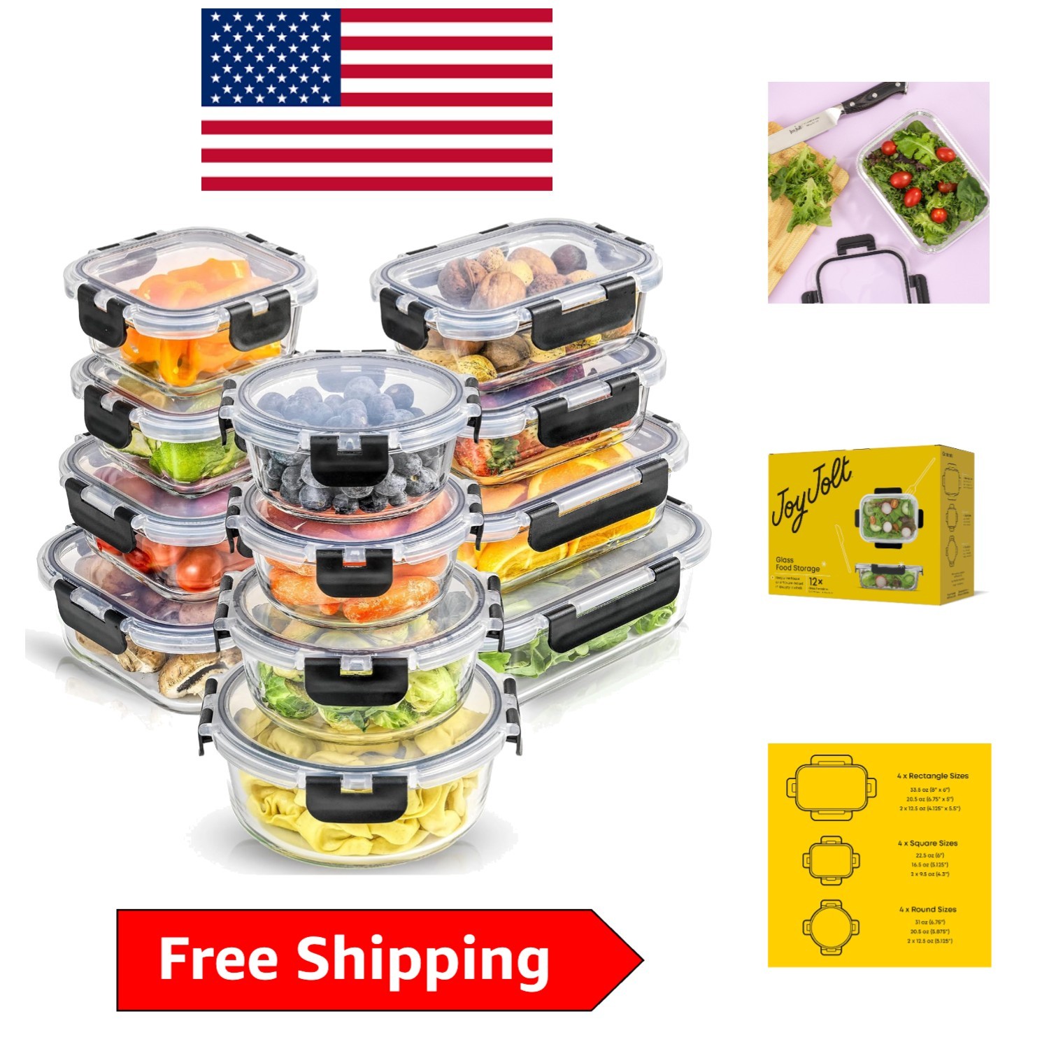 Versatile 24pc Airtight Glass Tupperware – Freezer Safe Meal Prep Containers