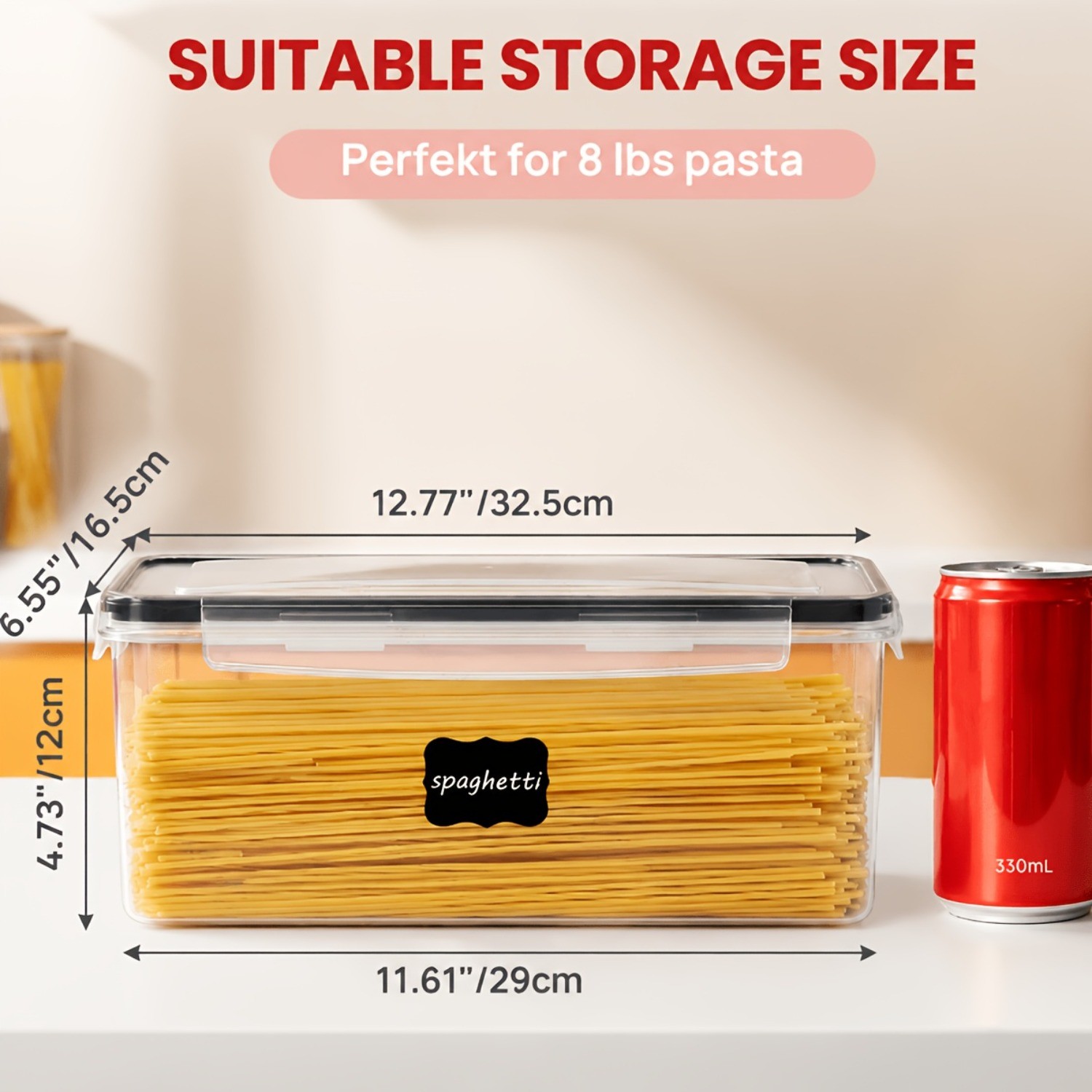 Airtight Food Storage Containers With Lids 4PCS Set 3.2L, Plastic