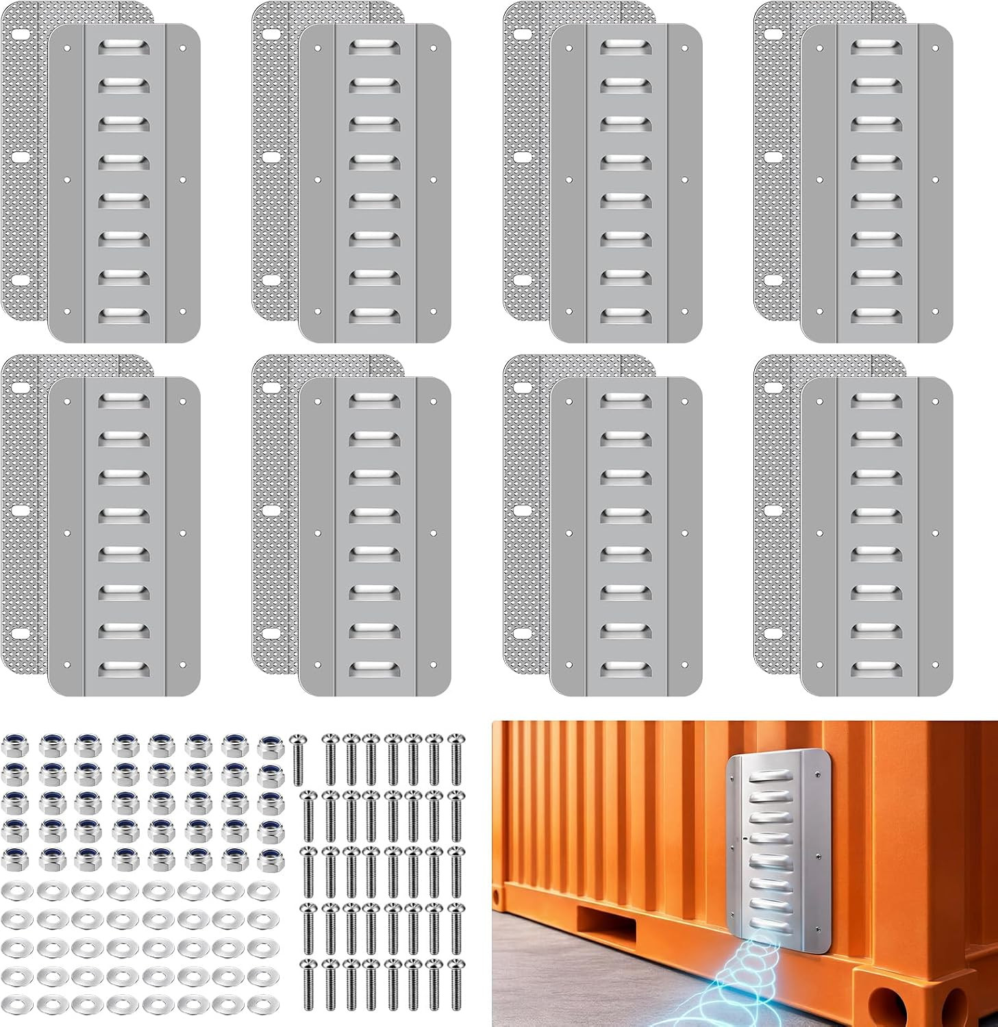 8-Pack Shipping Container Vent Kit, Heavy Duty Galvanized Steel with Aluminum Sc