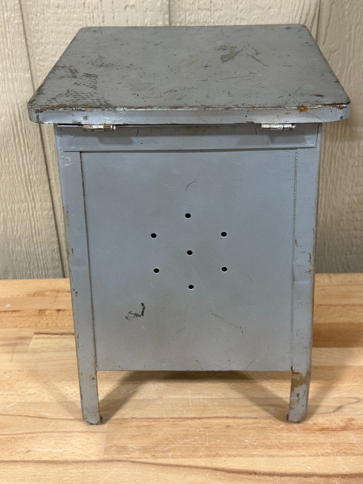 Vintage Potato & onion bin storage metal farmhouse primitive cottage cabin 15″