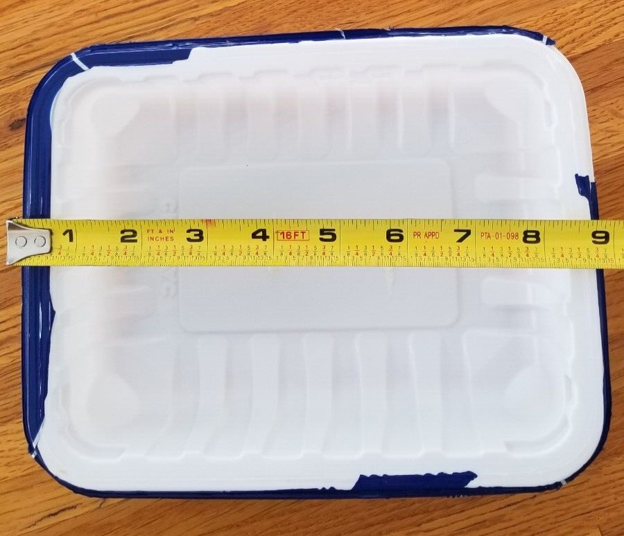 8 Empty Blue Band White 2x9x7″ Containers Microwave Organize Dishwasher Storage