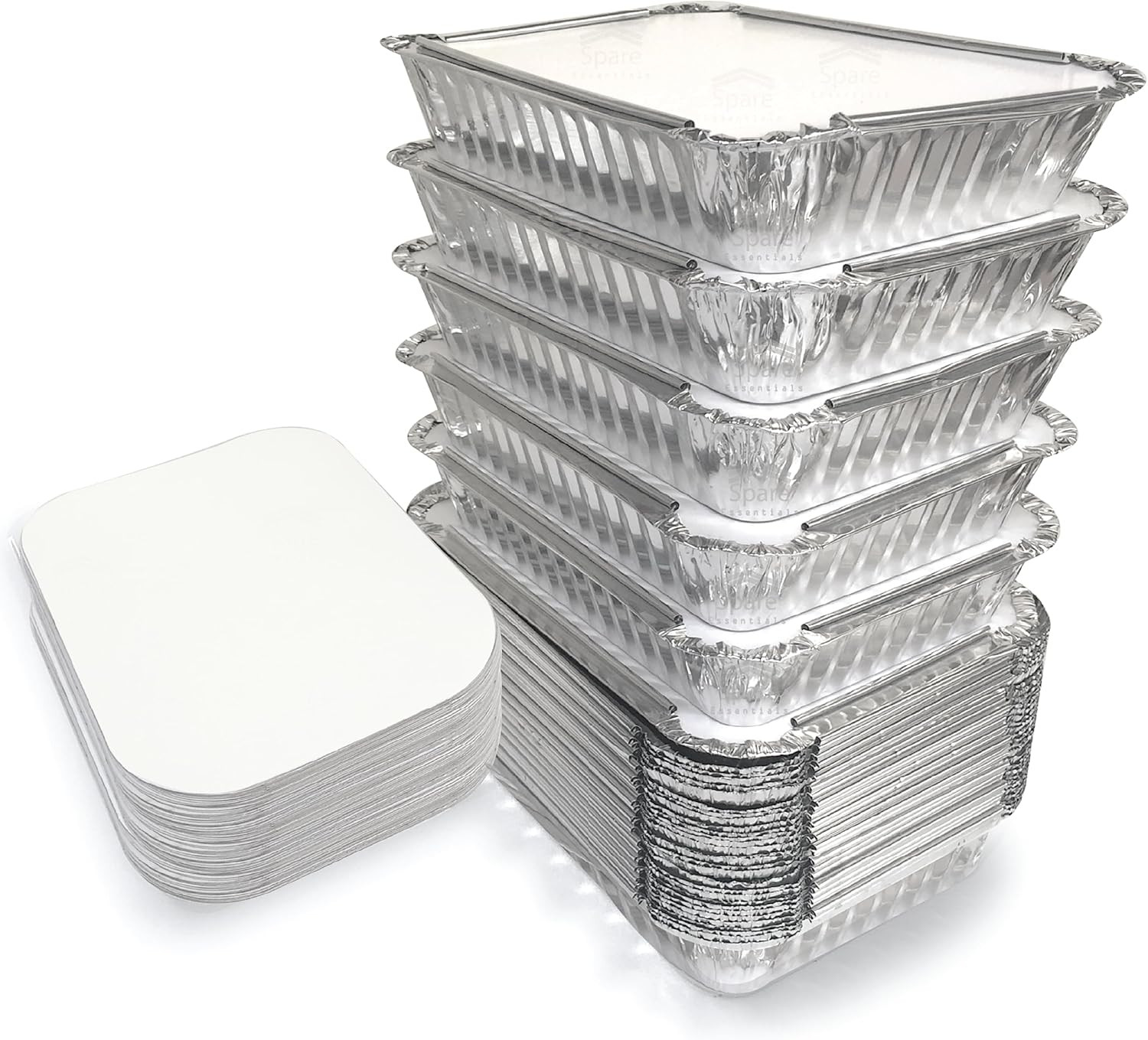 55 Pack – 2.25 LB to Go Aluminum Containers with Lids – Heat Proof Foil Tins for
