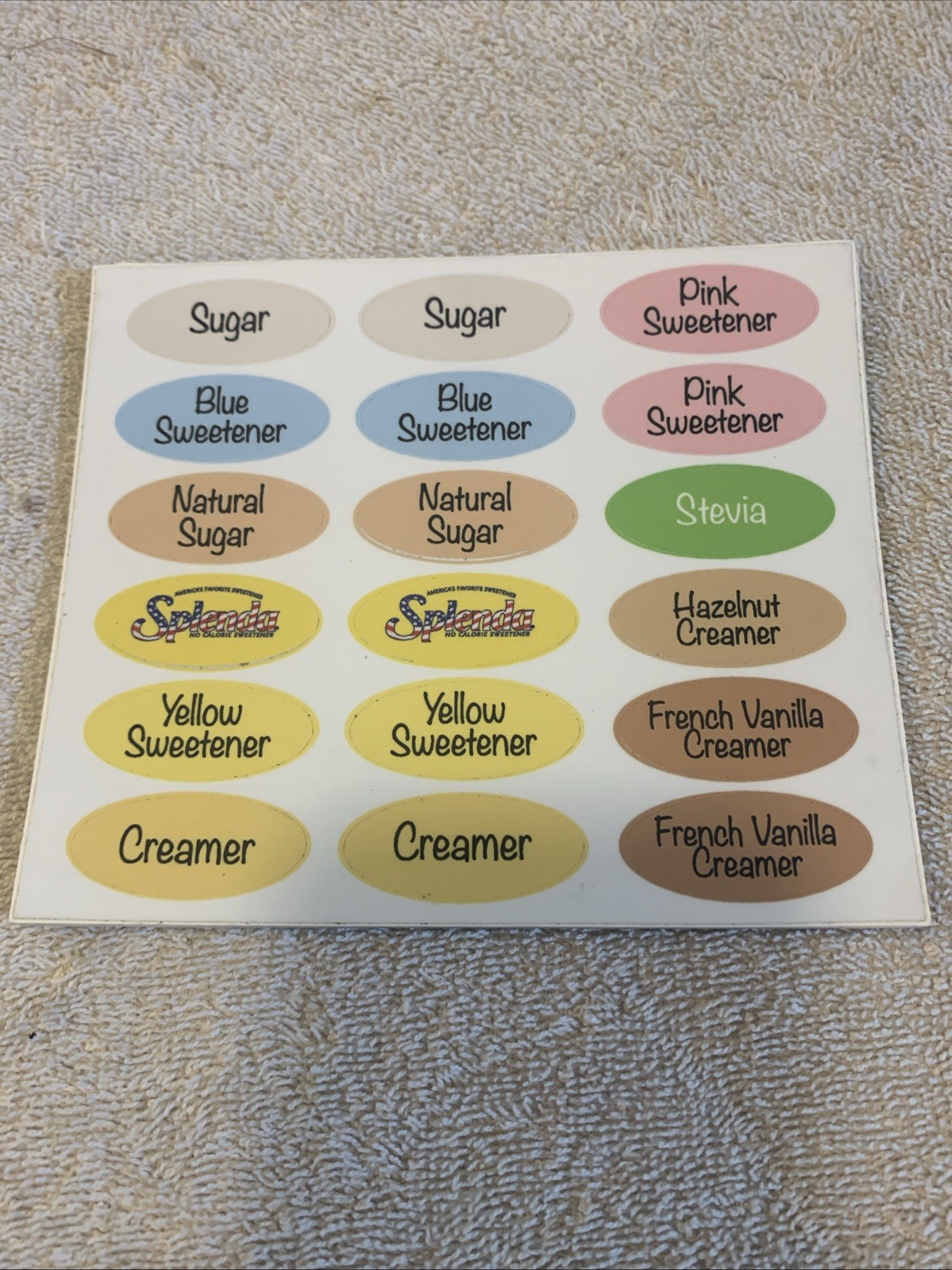 Sugar And Sweetener Stickers For A Coffee Sugar Machine