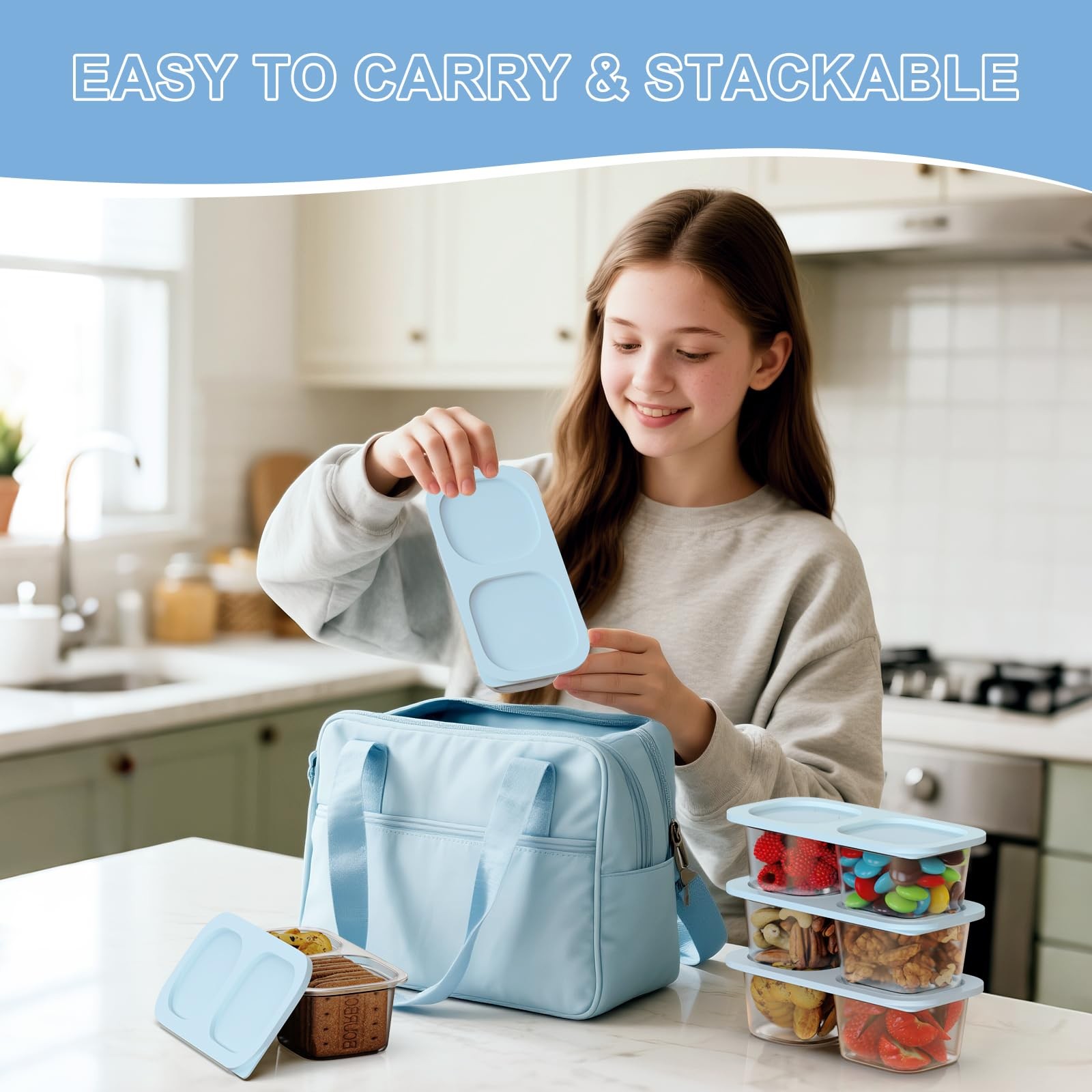 Snack Pack Containers for Kids, 10 Pack Reusable Snack Containers with Lids, …