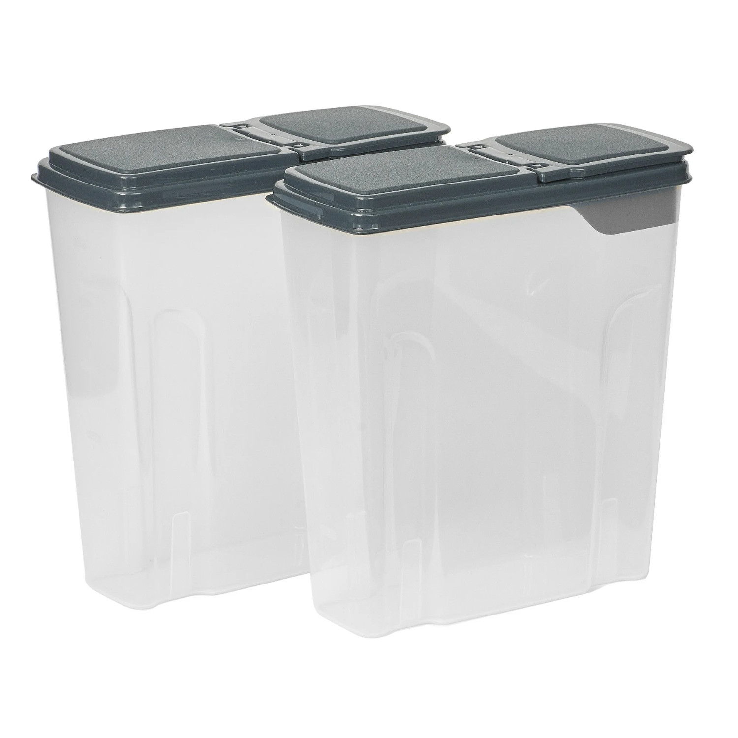 2-Pack Cereal Keeper, Plastic Food Storage Dispensers with Dark Gray Lid, 24 Cup
