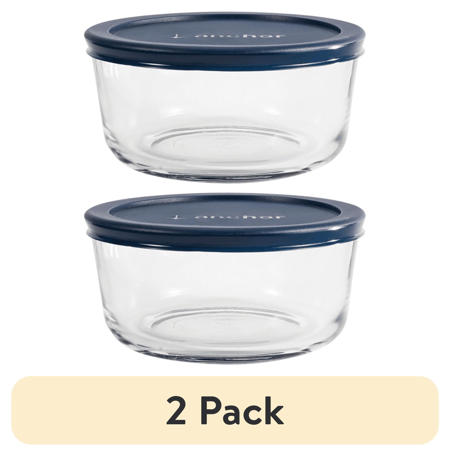 (2 pack) Glass Food Storage Container with Lid, 4 Cup Round Fast delivery